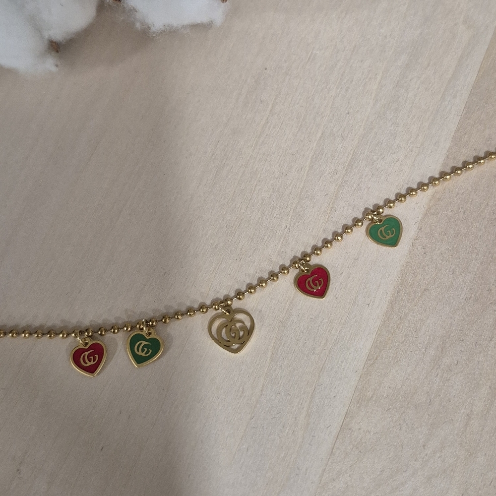 ❤️💛NEW❤️💛 PRETTY!! Stainless Steel Colorful Double G Charm Bracelet In GOLD